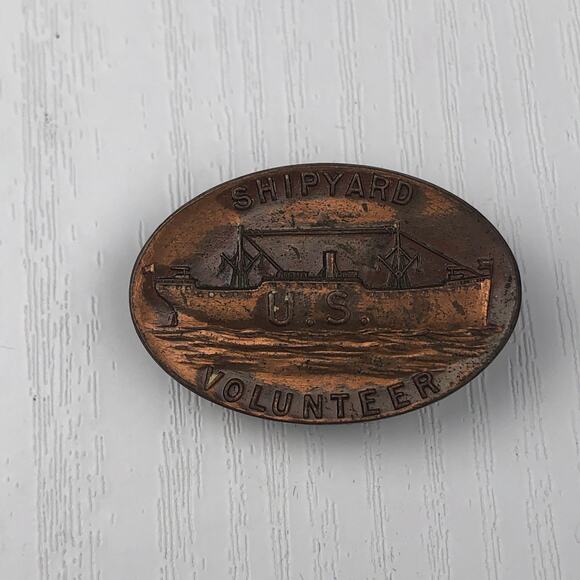 Antique 1919 WWI US Shipyard Volunteer Copper Alloy Button Whitehead & Hoag Co - Picture 2 of 8